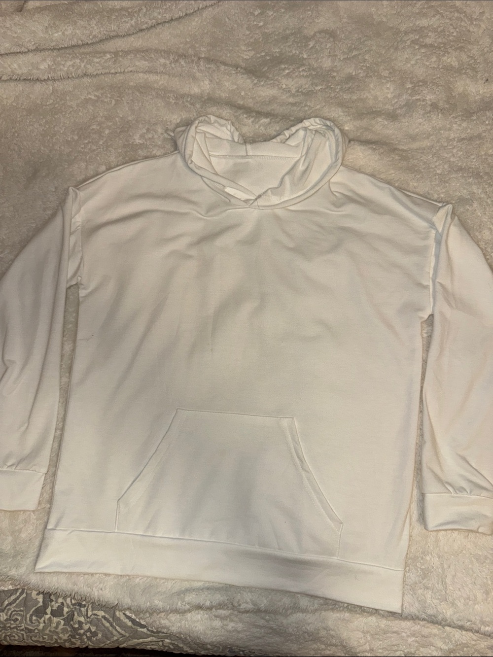 Unisex Classic White Pullover Hoodie with Kangaroo Pocket